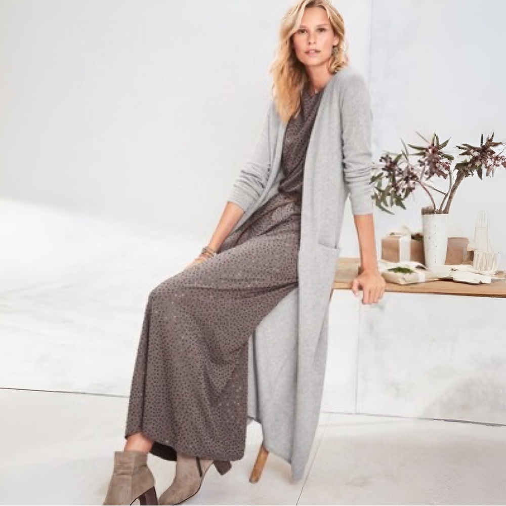Garnet Hill Easy Cashmere Duster Cardigan in Gray | Size Medium - Picture 5 of 5